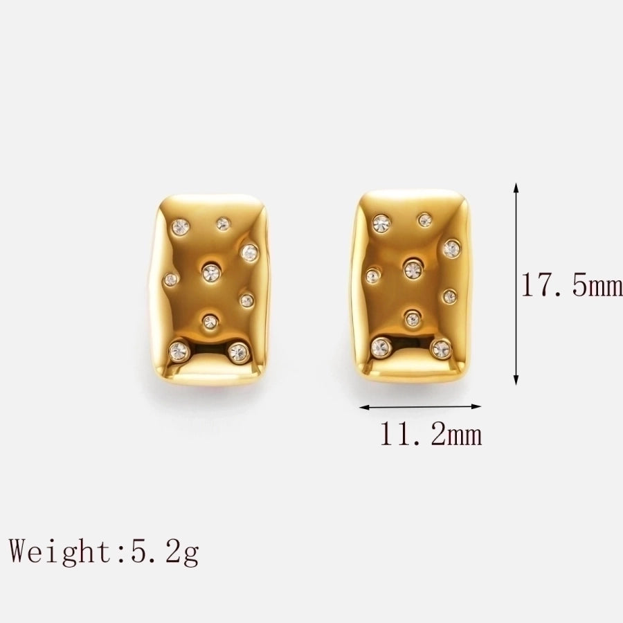 HER- Zircon Square Stainless Steel, 18K Gold Plated Studs