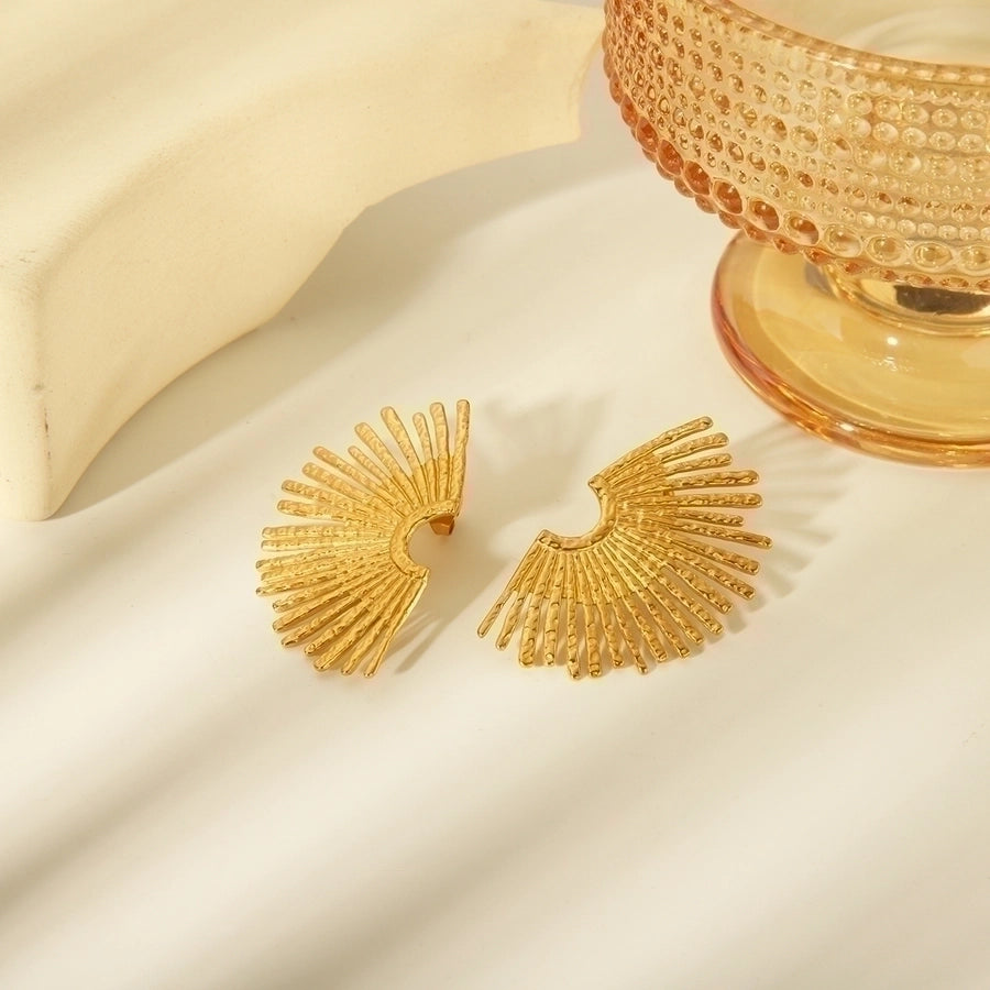 1 Pair Starburst Solid Color Stainless Steel, 18K Gold Plated Earrings