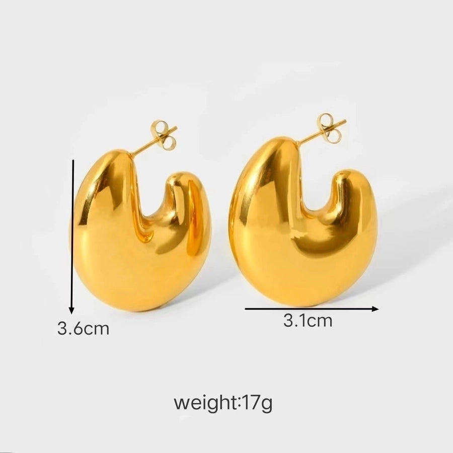 1 Pair Fab Everyday Stainless Steel 18K Gold Plated Ear Studs