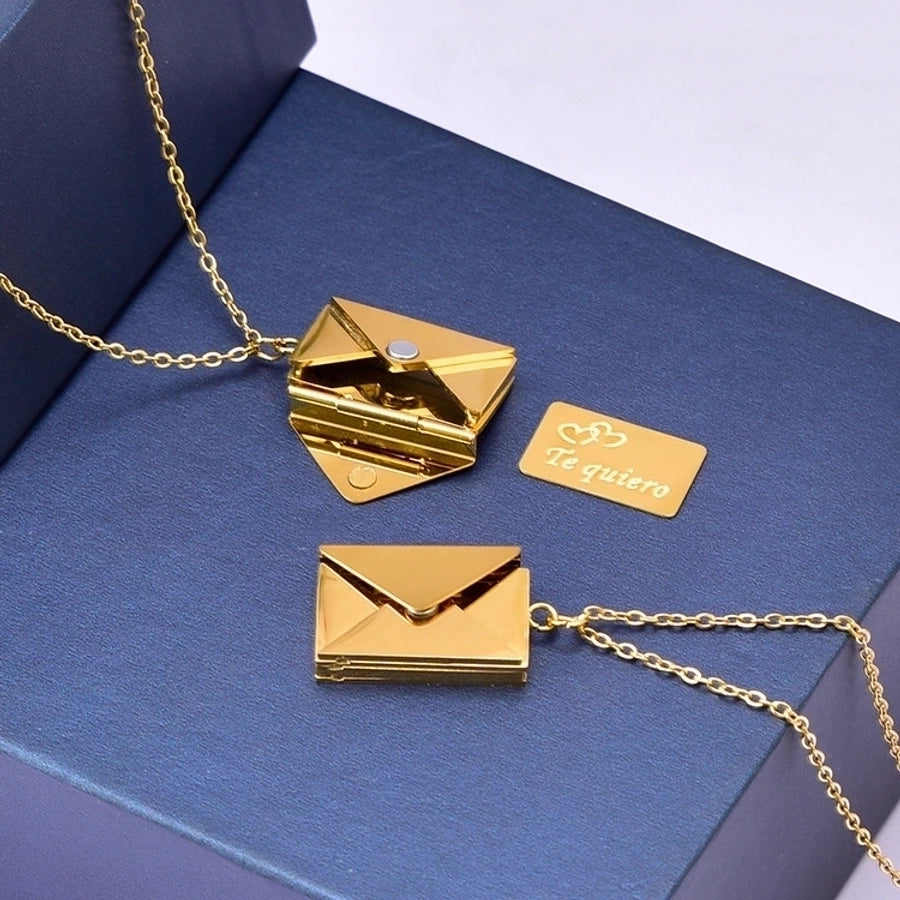 Special Delivery Envelope Necklace Stainless Steel 18K Gold Plated