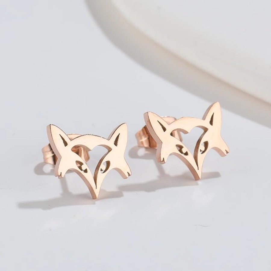 Hollow Animal Stud Earrings Stainless Steel 18K Gold Plated