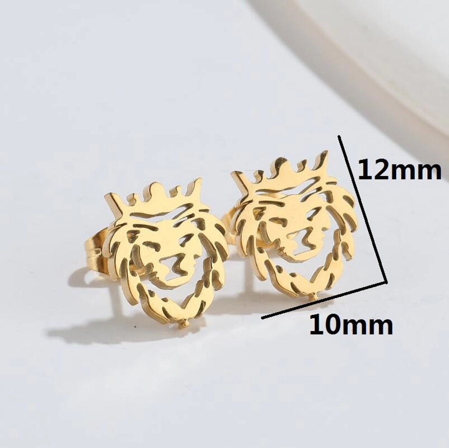 Hollow Animal Stud Earrings Stainless Steel 18K Gold Plated