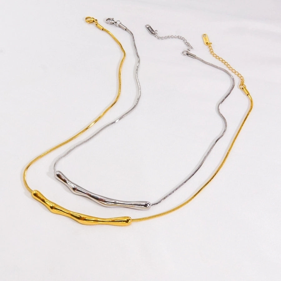 Bar Necklace Stainless Steel, 18K Gold Plated