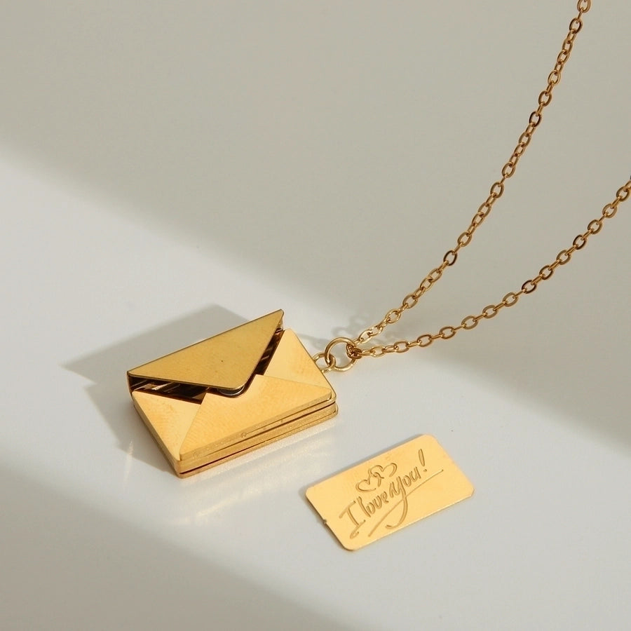 Special Delivery Envelope Necklace Stainless Steel 18K Gold Plated