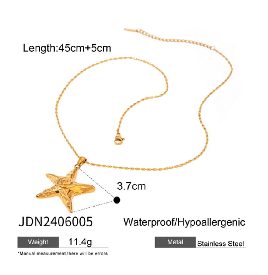 Large Starfish Stainless Steel Pendant Necklace