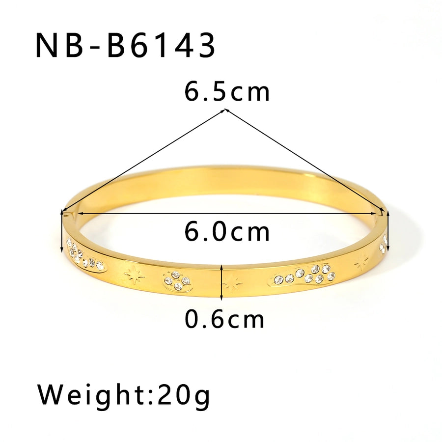 Simply Her Stainless Steel 18K Gold Plated Zircon Bangle