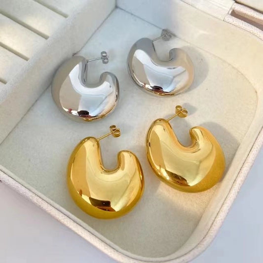 1 Pair Fab Everyday Stainless Steel 18K Gold Plated Ear Studs