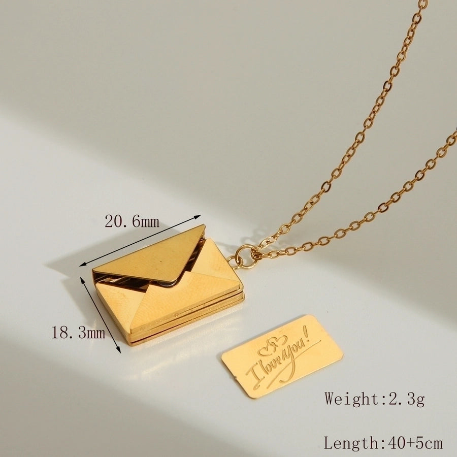 Special Delivery Envelope Necklace Stainless Steel 18K Gold Plated