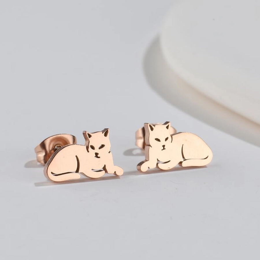 Hollow Animal Stud Earrings Stainless Steel 18K Gold Plated