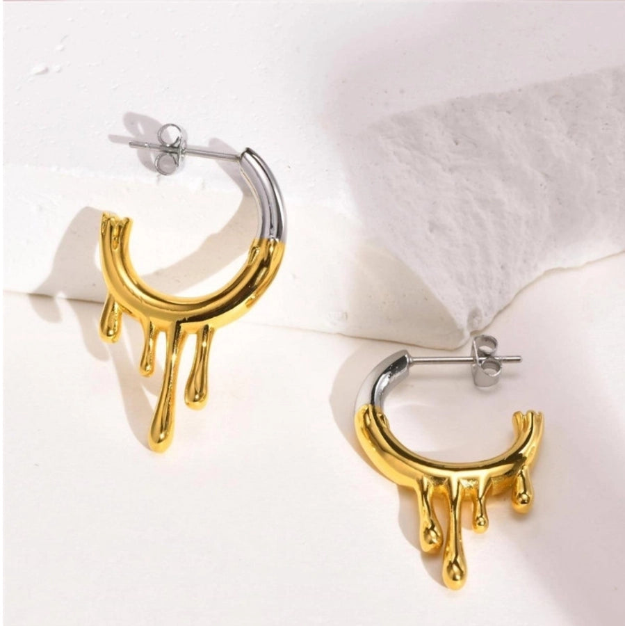 Liquid C Drop Earrings 304 Stainless Steel Titanium Steel 18K Gold Plated