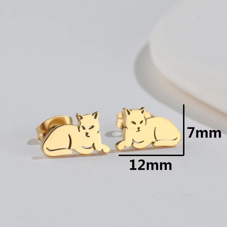 Hollow Animal Stud Earrings Stainless Steel 18K Gold Plated