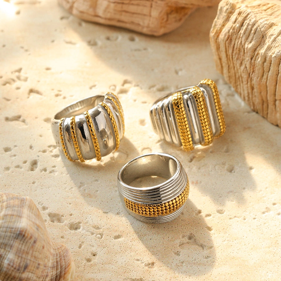 Versatile Vintage Style Rings - Stainless Steel 14K Gold-Plated Two-Tone Metal