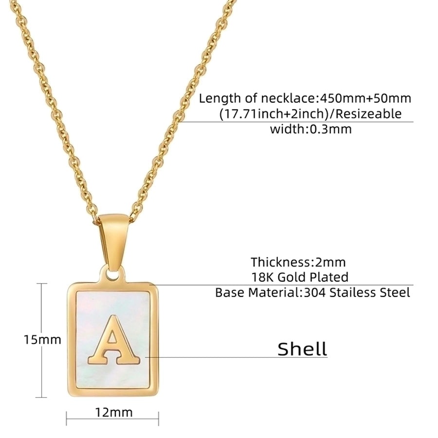 Initial Stainless-Steel Shell Style Necklace