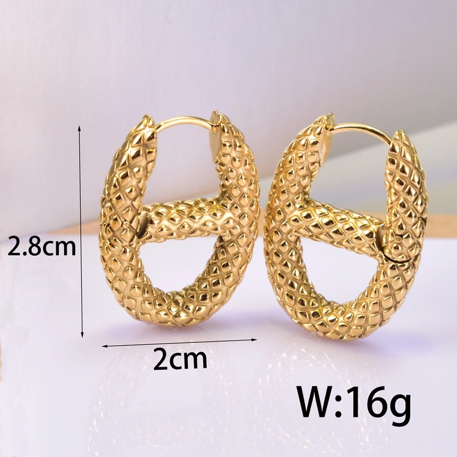 1 Pair Retro Boss Stainless Steel Titanium Steel 18K Gold Plated Earrings