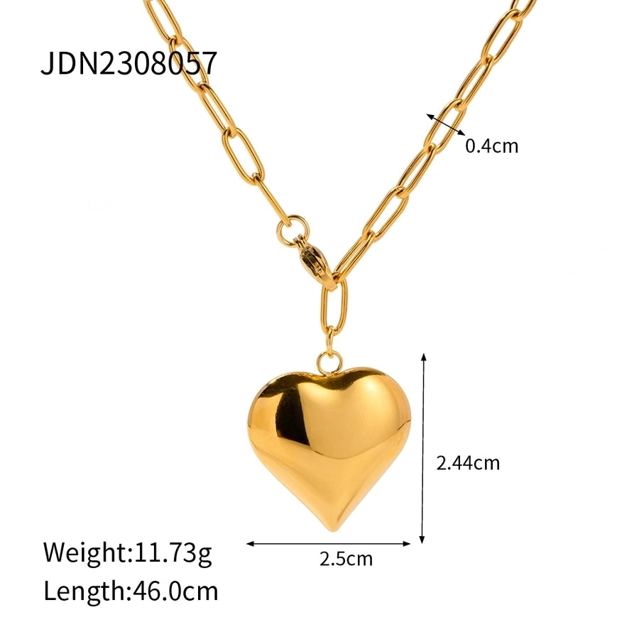 Heart Link Necklace Stainless Steel Plated