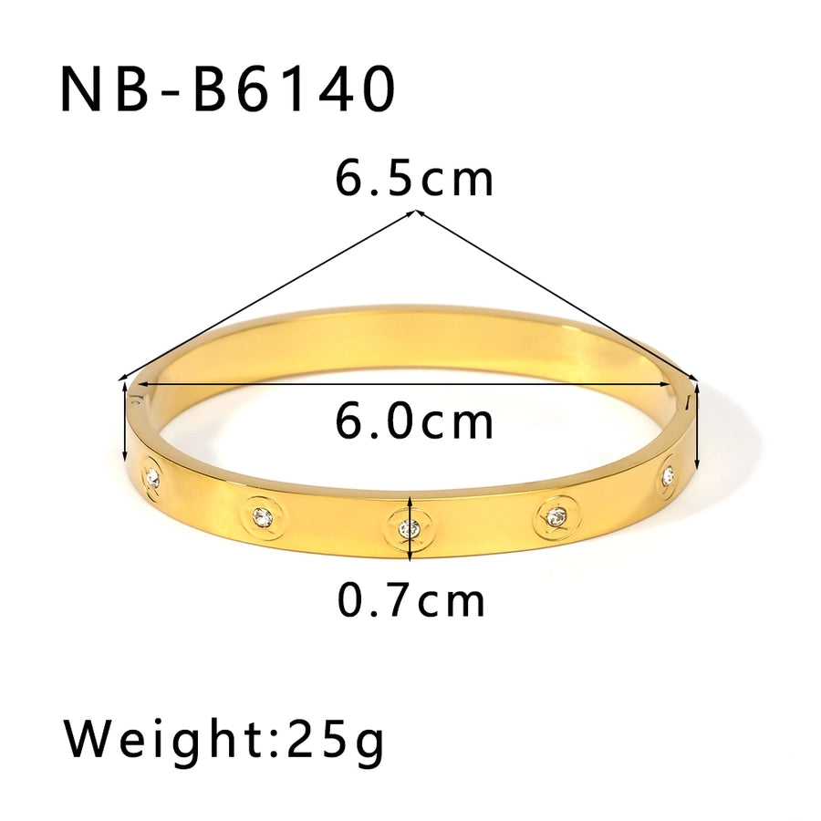 Simply Her Stainless Steel 18K Gold Plated Zircon Bangle