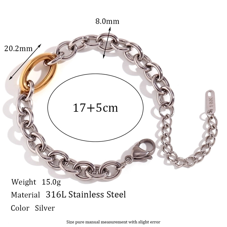 Two Tone O Link Stainless Steel 18K Gold Plated Bracelets Necklace