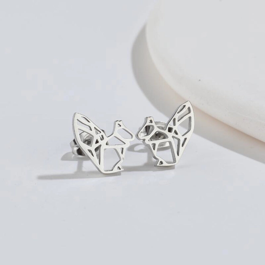 Hollow Animal Stud Earrings Stainless Steel 18K Gold Plated