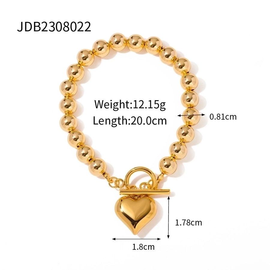 Woman of Style Heart Stainless Steel Plated Necklace, Bracelet