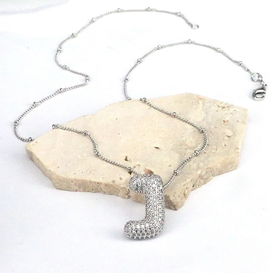 Collier Lettre Bulle Argent 