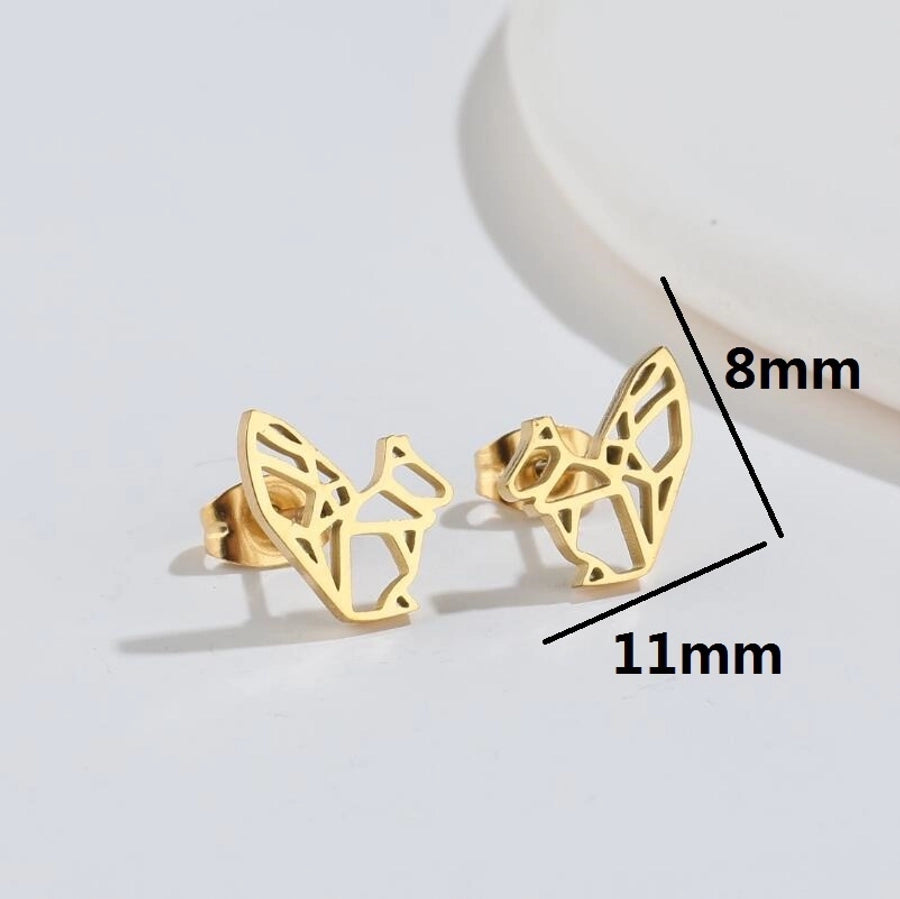 Hollow Animal Stud Earrings Stainless Steel 18K Gold Plated