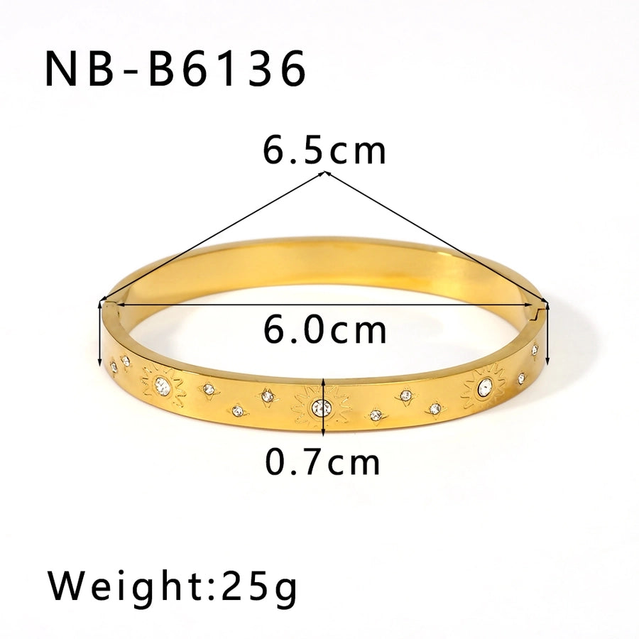 Simply Her Stainless Steel 18K Gold Plated Zircon Bangle