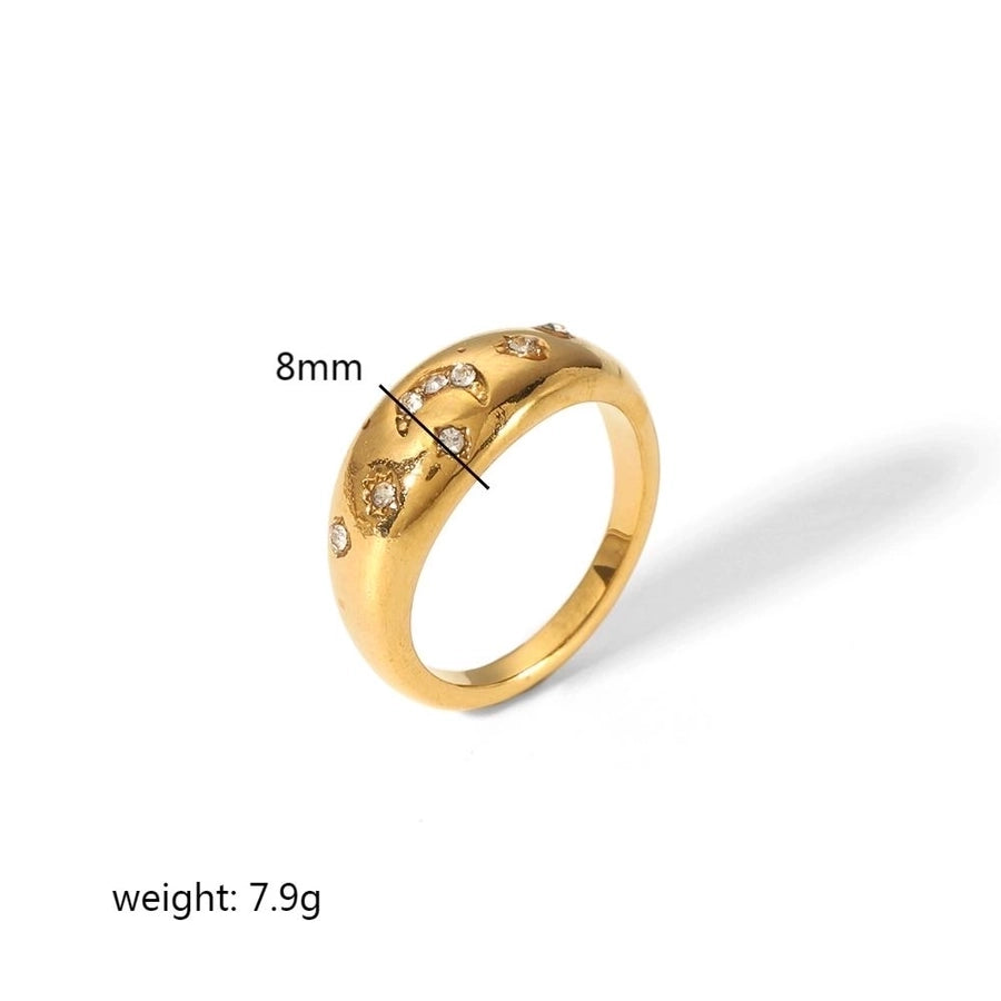 Star & Moon Stainless Steel 18K Gold Plated Ring