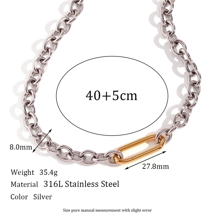 Two Tone O Link Stainless Steel 18K Gold Plated Bracelets Necklace