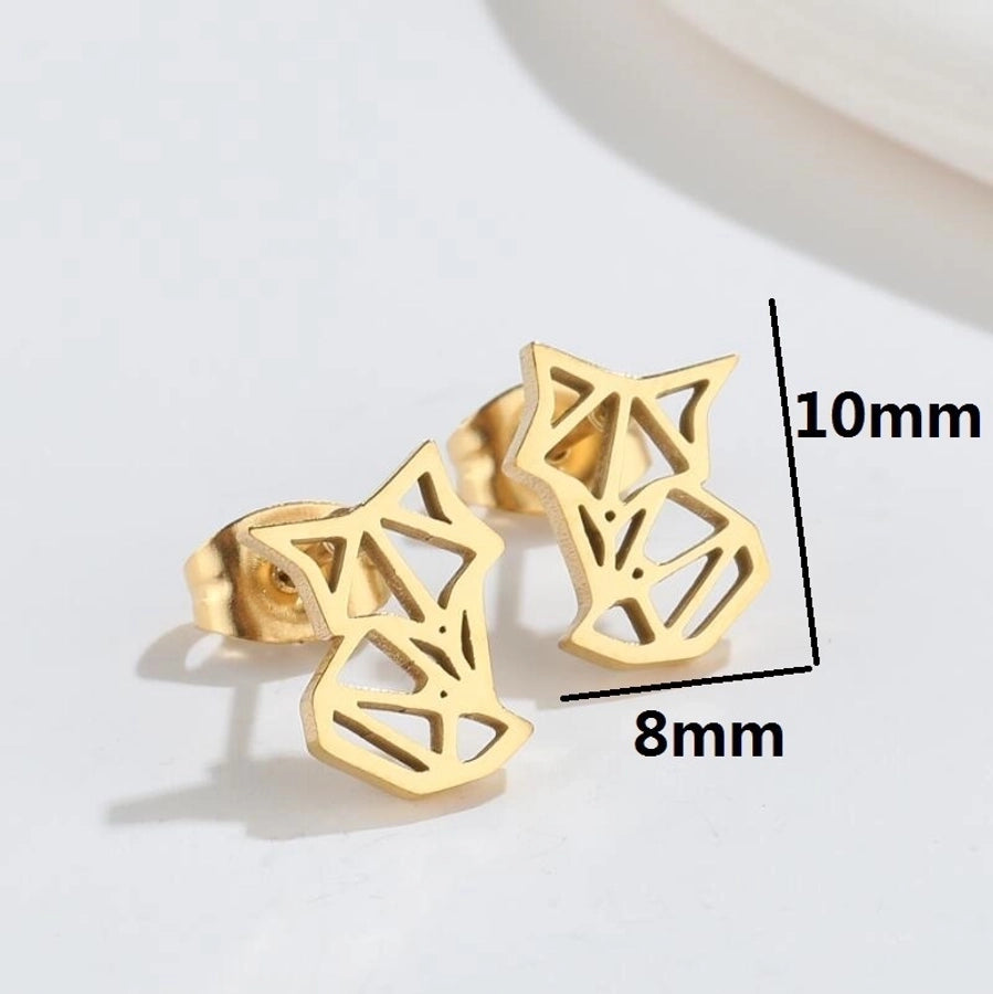 Hollow Animal Stud Earrings Stainless Steel 18K Gold Plated