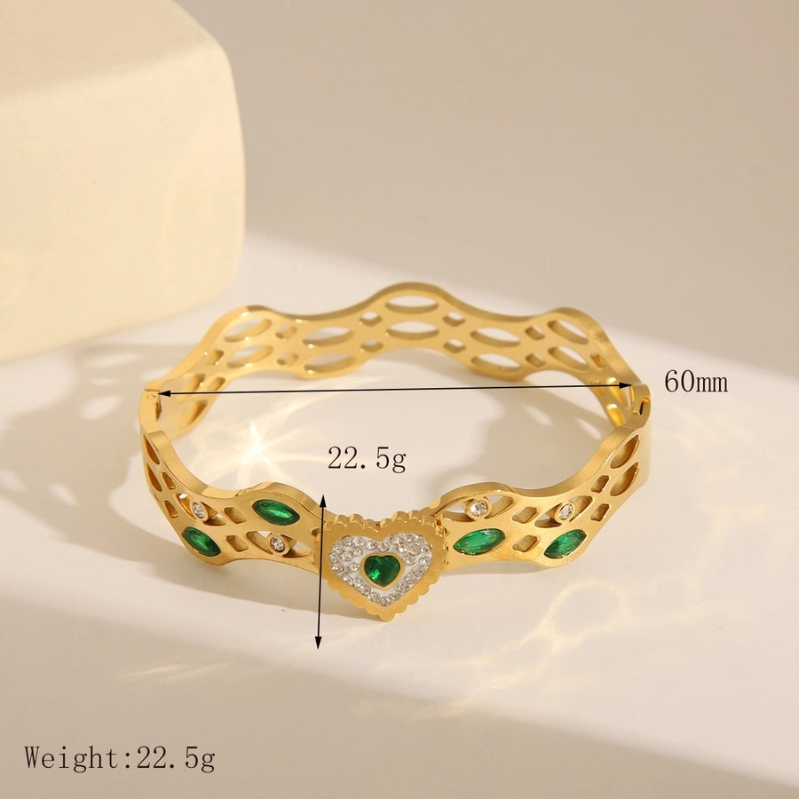 Certified Queen Stainless Steel 18K Gold Plated Zircon Bangle