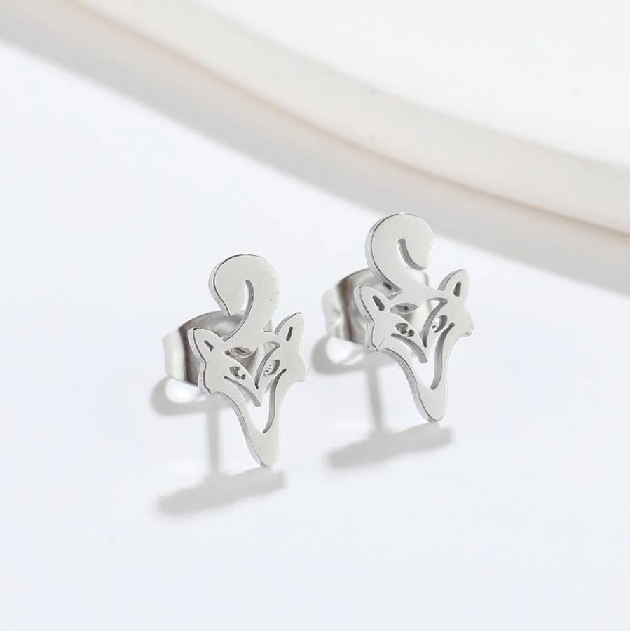 Hollow Animal Stud Earrings Stainless Steel 18K Gold Plated