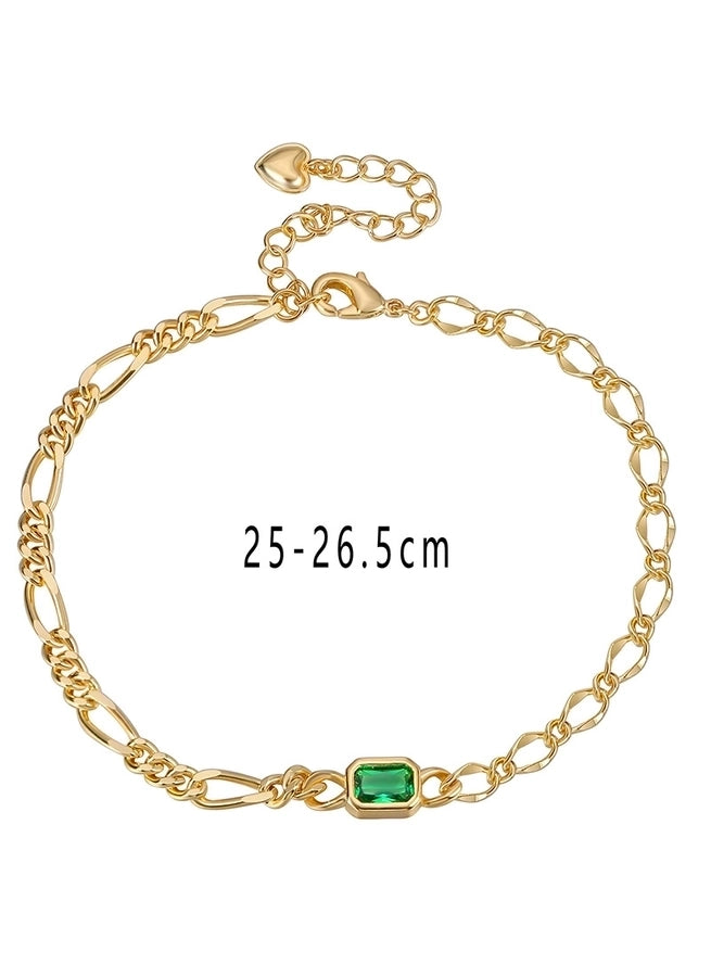 Bracelet de cheville plaqué or 18 carats avec zircon vert 