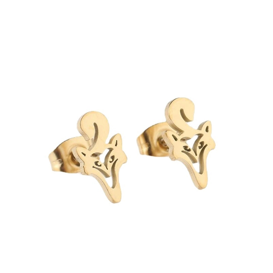 Hollow Animal Stud Earrings Stainless Steel 18K Gold Plated