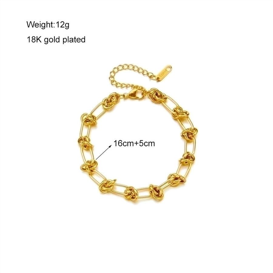 Knotted Stainless-Steel, Gold-Plated Bracelet Necklace