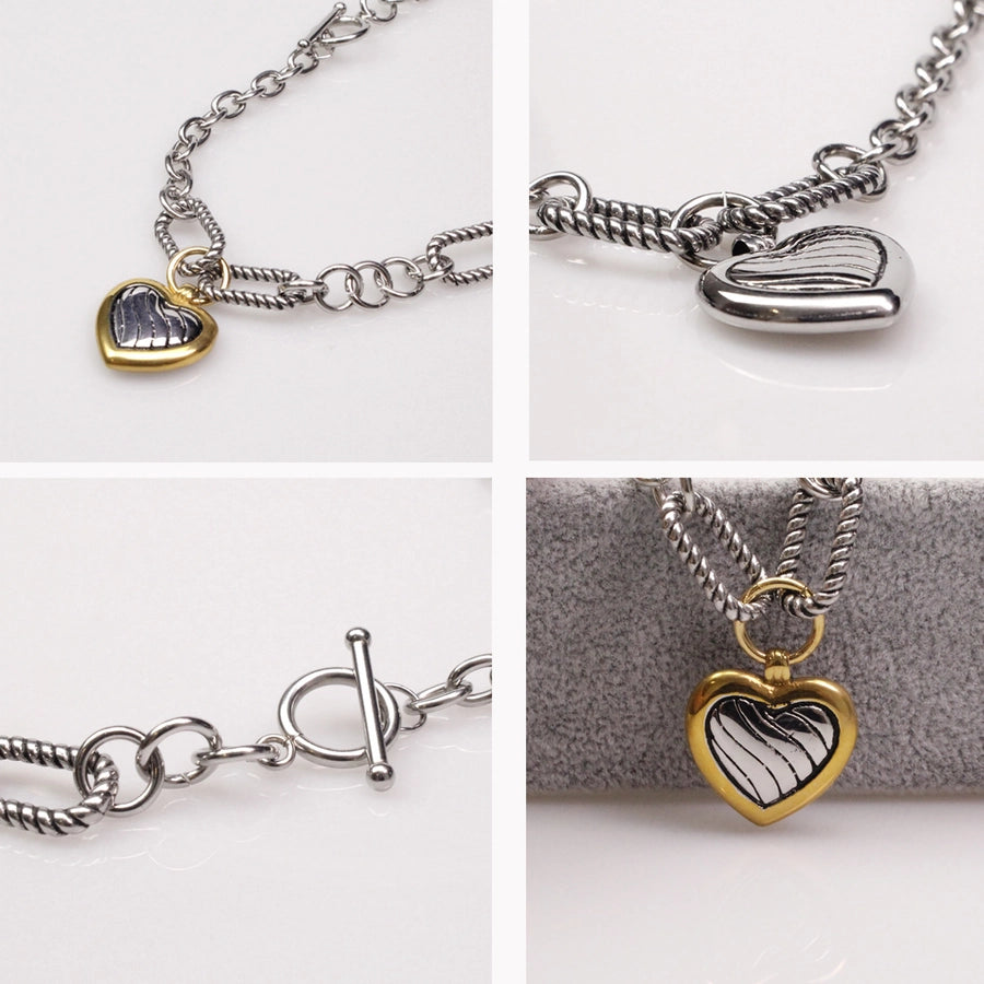 Heart of Vintage Titanium Steel Plating Necklace, Bracelet