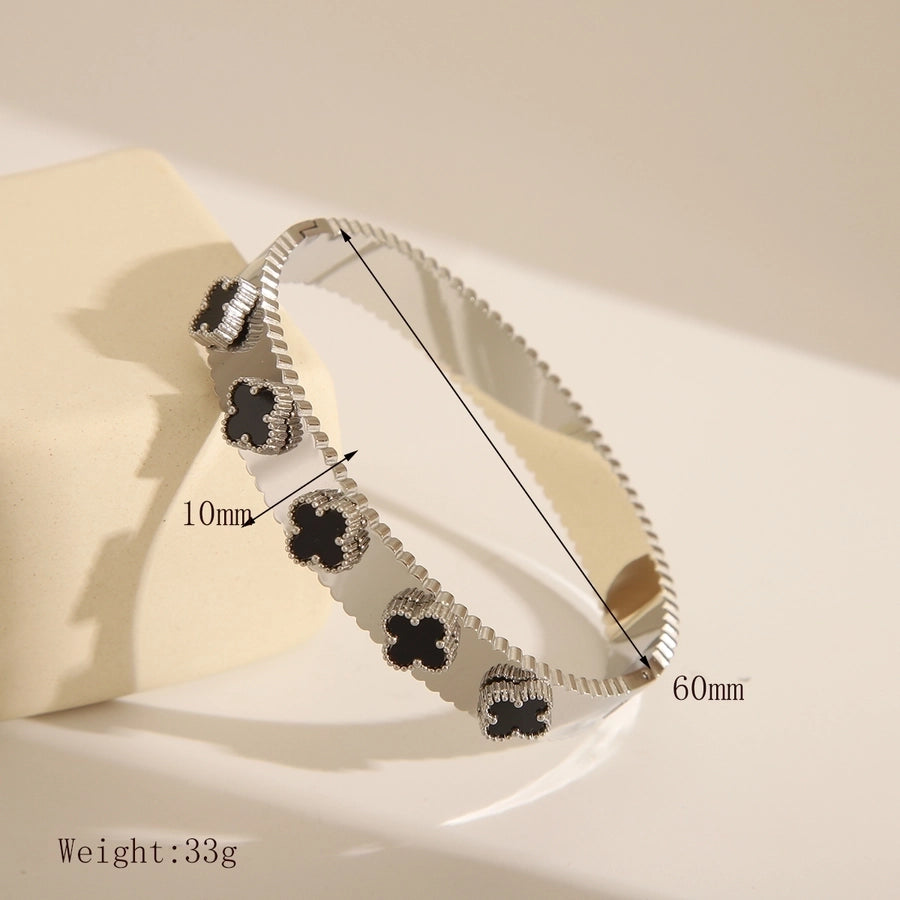 Color Clover Bangle Stainless Steel 18K Gold Plated