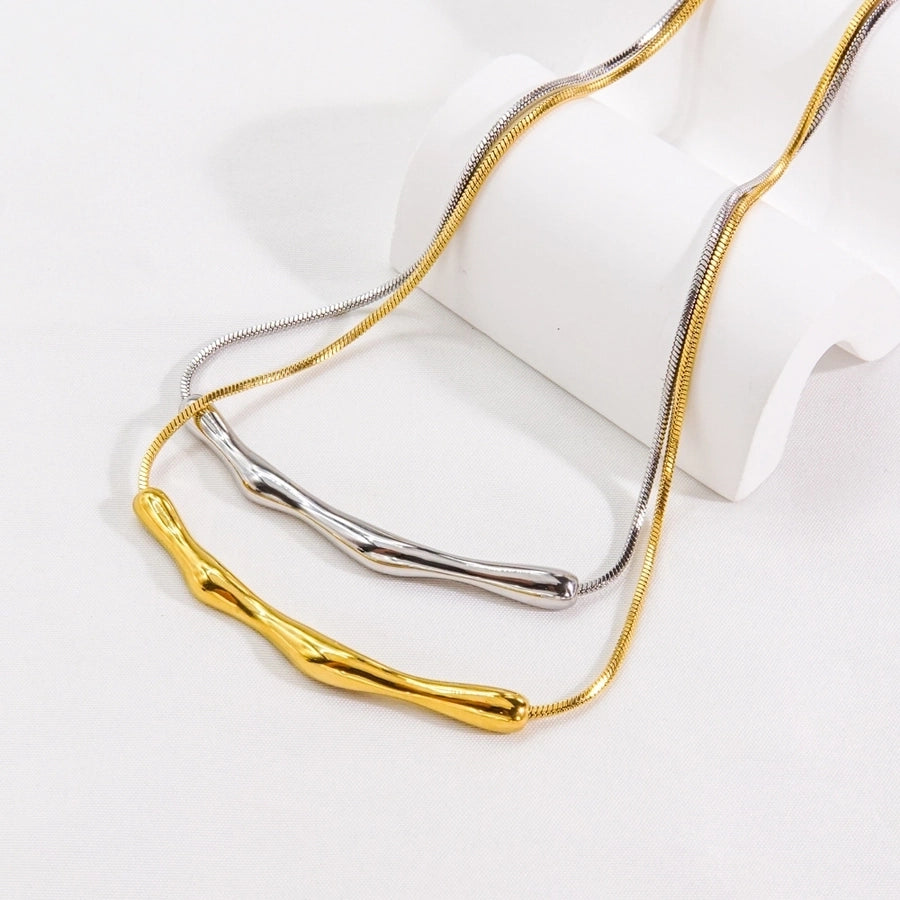 Bar Necklace Stainless Steel, 18K Gold Plated