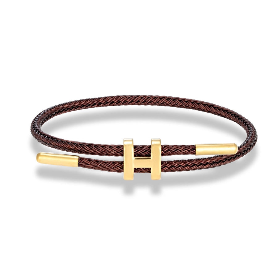 Letter H - Positive Affirmation Bracelet, Stay Hopeful, Humble & Happy Stainless-Steel PU Leather