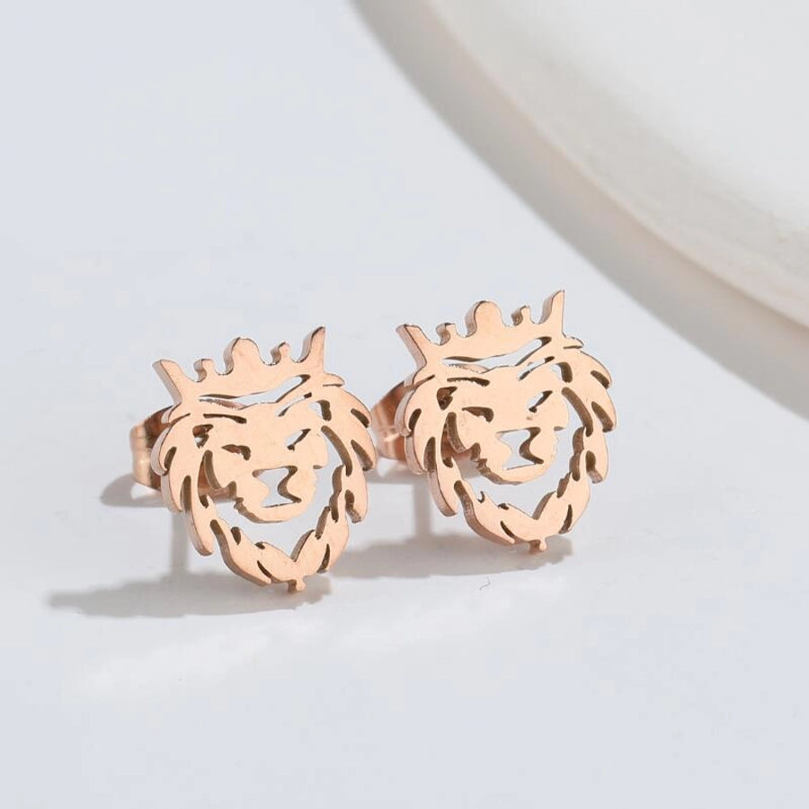 Hollow Animal Stud Earrings Stainless Steel 18K Gold Plated