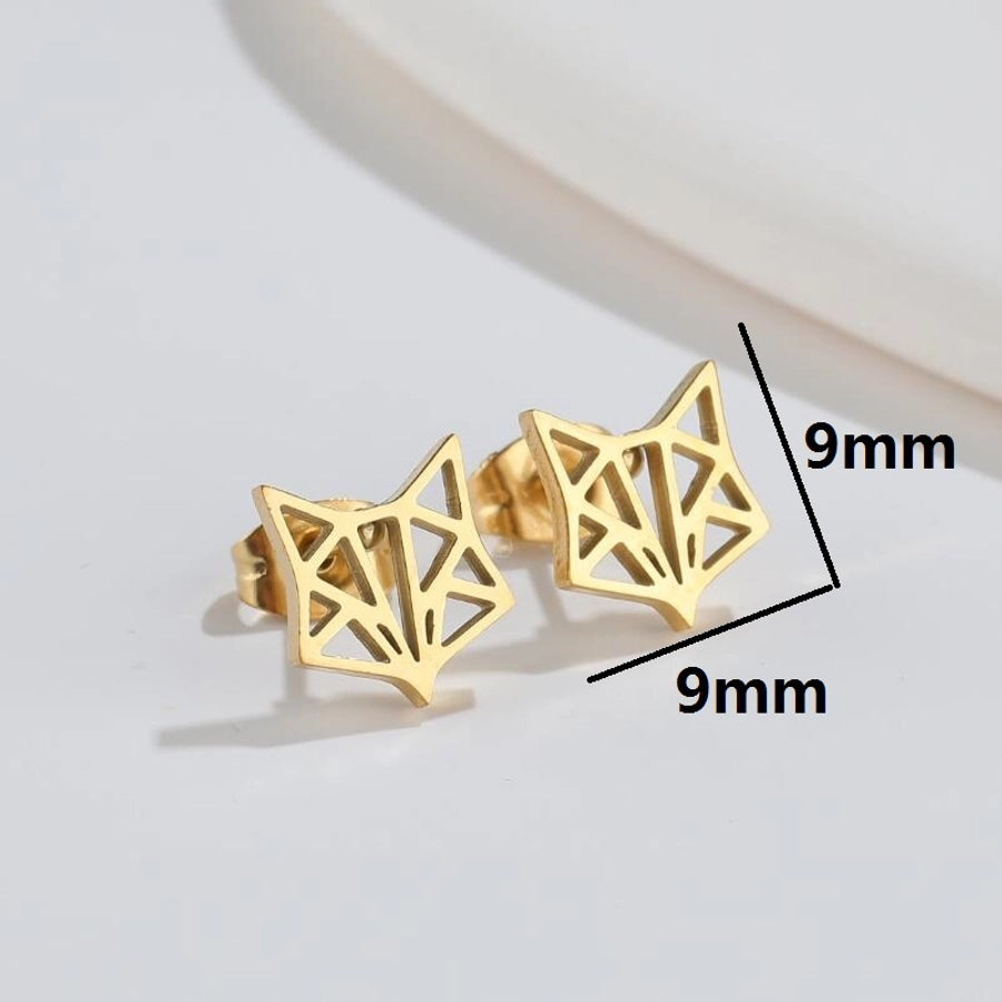 Hollow Animal Stud Earrings Stainless Steel 18K Gold Plated