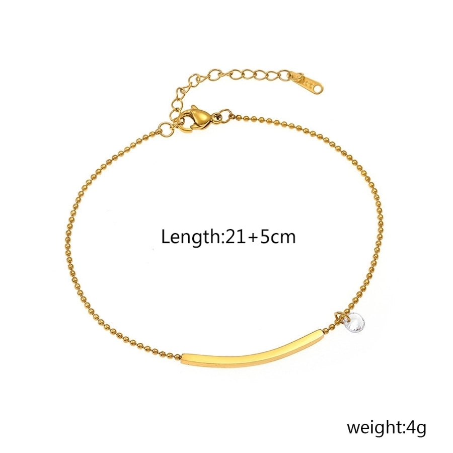 Simply Elegant Bar Anklet Stainless Steel Zircon Gold Plated