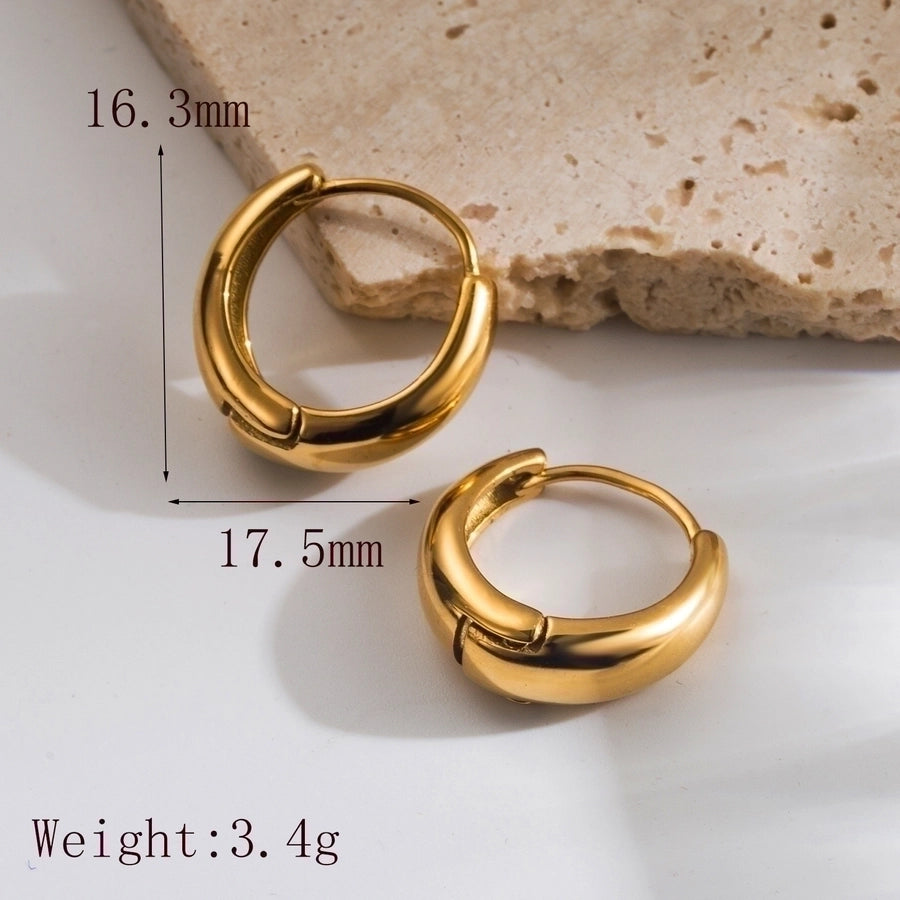 1 Pair Classic Doll Solid Color Stainless Steel 18K Gold Plated Hoop Earrings