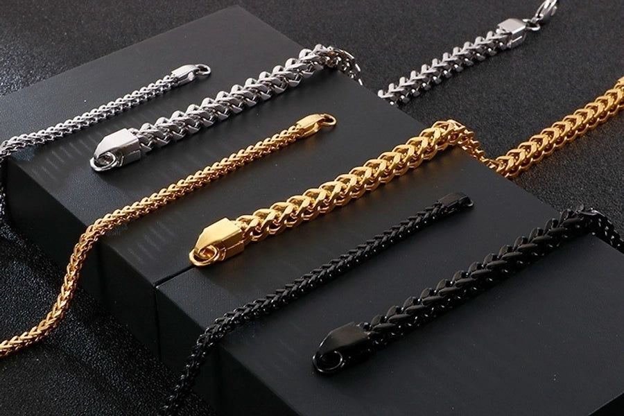 Box Titanium Steel, 18K Gold Plated Men's Bracelet