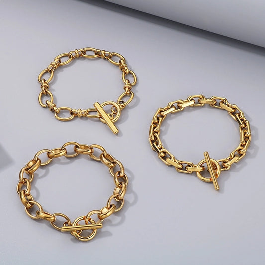 Bold & Beautiful Stainless Steel 18K Gold Plated Bracelets