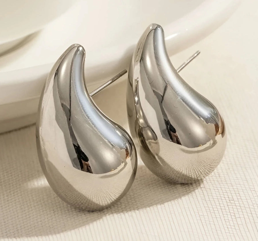 1 Pair Water Drop Style Stainless Steel Earings