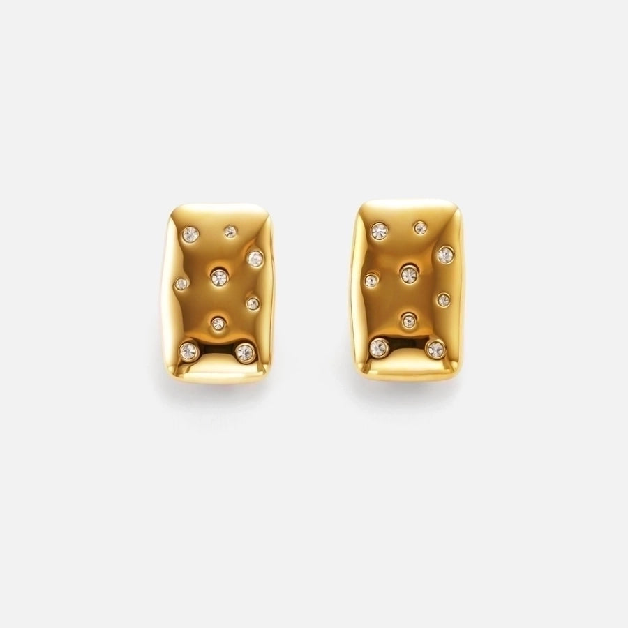 HER- Zircon Square Stainless Steel, 18K Gold Plated Studs