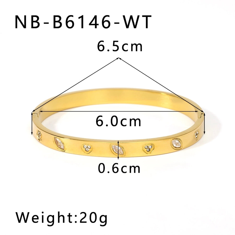 Simply Her Stainless Steel 18K Gold Plated Zircon Bangle