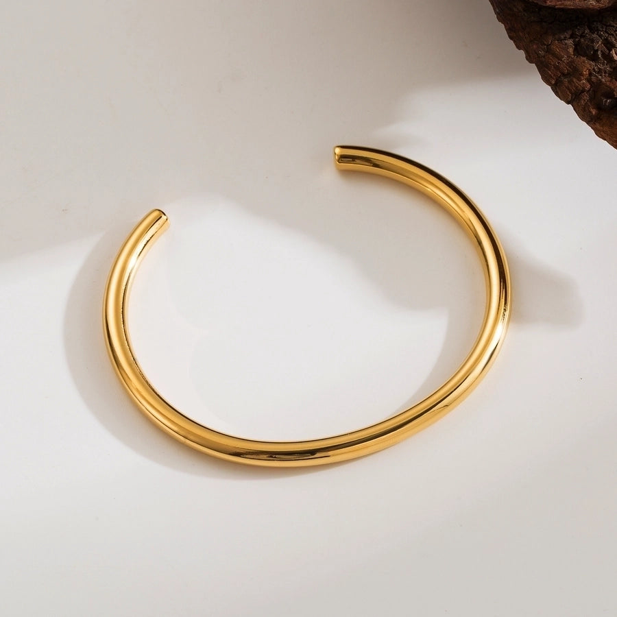 Casual Everyday Bangle Stainless Steel 14K Gold Plated Bangle