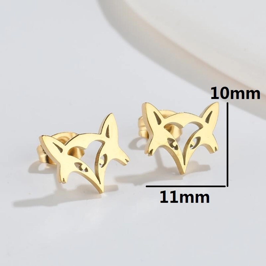 Hollow Animal Stud Earrings Stainless Steel 18K Gold Plated