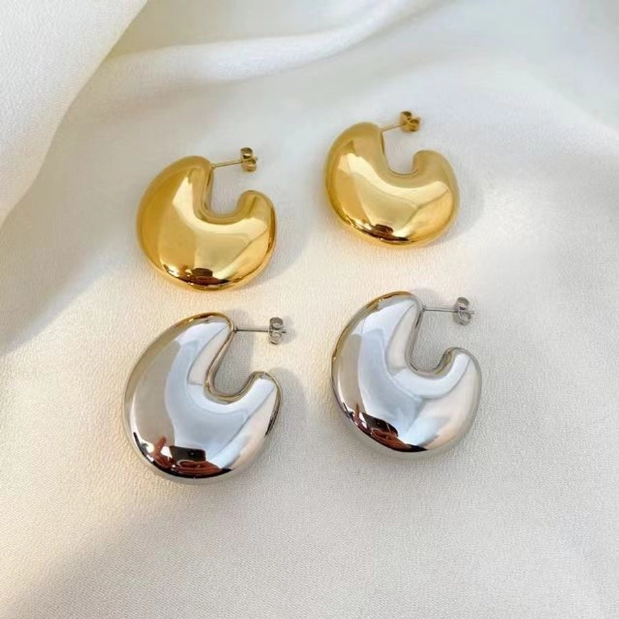 1 Pair Fab Everyday Stainless Steel 18K Gold Plated Ear Studs